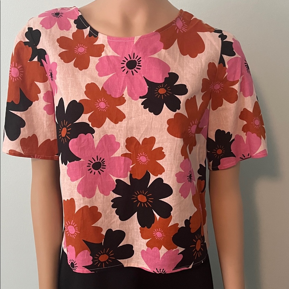 Princess Highway Pink and Black Floral Blouse